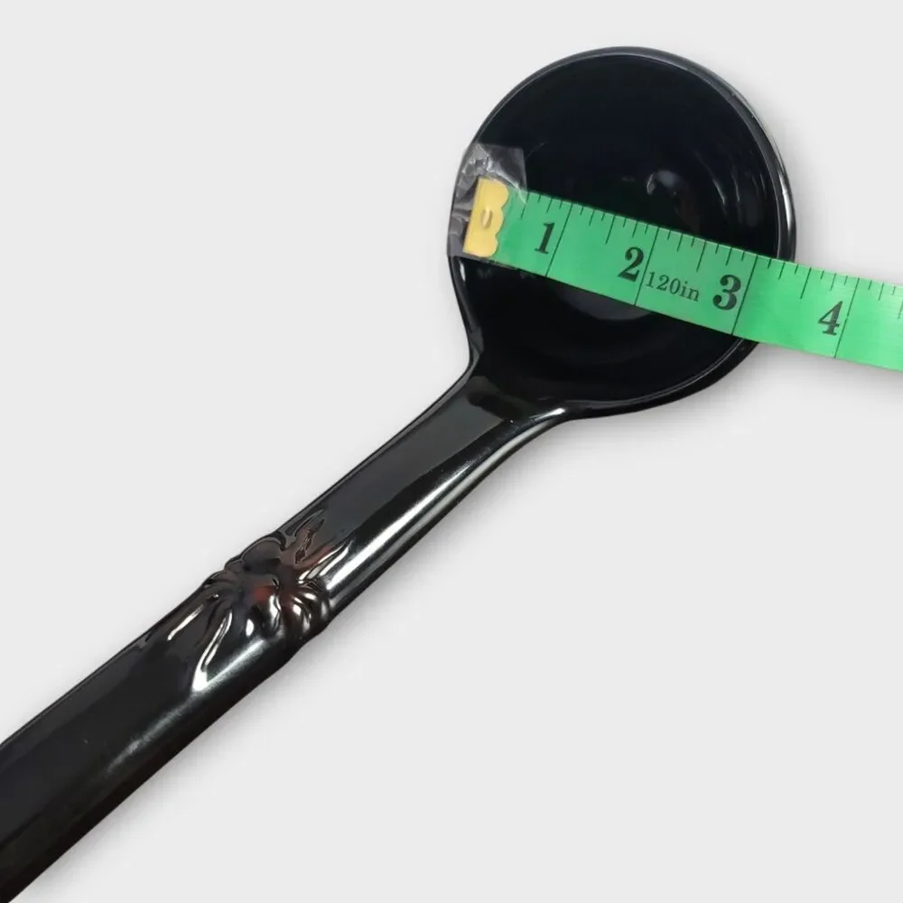 Vintage Ceramic Long Soup Tureen Ladle Black Glazed 12 Inches
